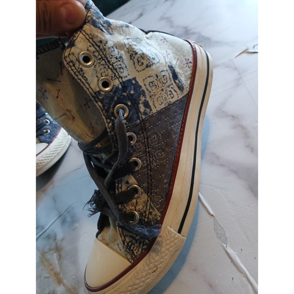 Y2K Style Disstresed Womens Convers All Star Rare Patch Work Denim Graphic Sz7.5 - Picture 13 of 16
